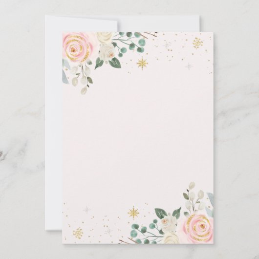 Winter Onederland Roze en Gouden Slee Verjaardag Kaart (Achterkant)