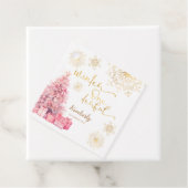 Winter Onederland Roze en Gouden Sneeuwvlok Bedankjes Labels (In situ)