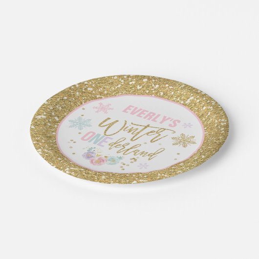 Winter ONEderland roze en goudpapier Bord (Gekanteld)