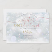 Winter Onederland roze en goudprijs 1ste verjaarda Kaart (Voorkant)