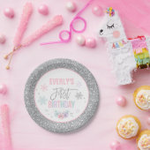 Winter ONEderland roze en zilver Bord (Feest)