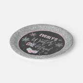 Winter ONEderland roze en zilver Bord (Gekanteld)