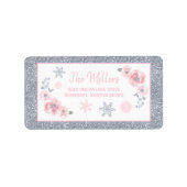 Winter ONEderland roze en zilver geboortedag Etiket (Voorkant)