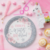 Winter ONEderland roze en zilverkleuringen Papieren Bordje (Feest)
