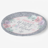 Winter ONEderland roze en zilverkleuringen Papieren Bordje (Gekanteld)