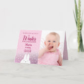 Winter Onederland Roze Glitter Foto (Voorkant)