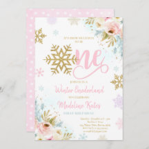 Winter ONEderland Roze & Gouden Bloemen 1e Verjaar