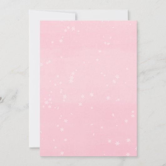 Winter Onederland roze goudmeisje 1 verjaardag Inv Kaart (Achterkant)