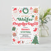 Winter ONEderland Roze kerstfeest Kaart (Staand voorkant)