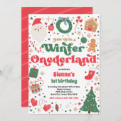 Winter ONEderland Roze kerstfeest Kaart (Voorkant / Achterkant)