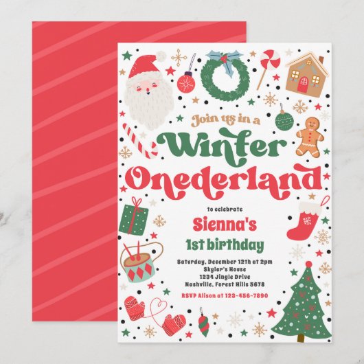 Winter ONEderland Roze kerstfeest Kaart (Voorkant / Achterkant)