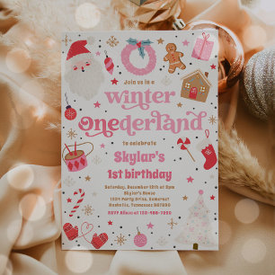Winter ONEderland Roze kerstfeest Kaart