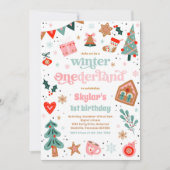 Winter ONEderland Roze kerstfeest Kaart (Voorkant)