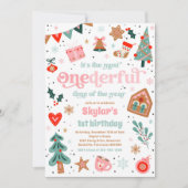 Winter ONEderland Roze kerstfeest Kaart (Voorkant)