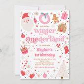Winter ONEderland Roze kerstfeest Kaart (Voorkant)