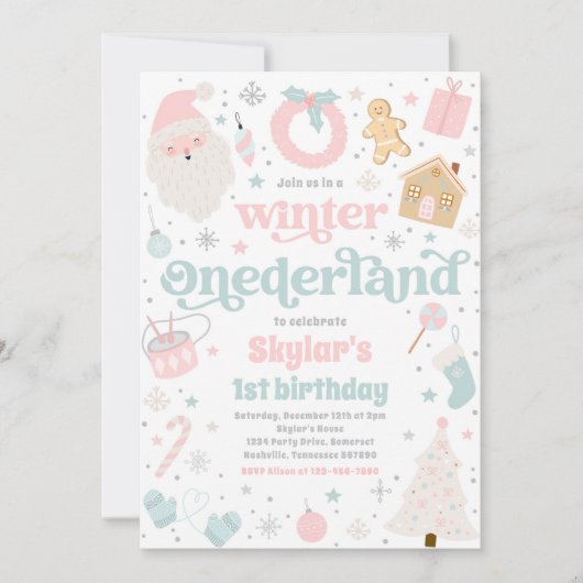 Winter ONEderland Roze kerstfeest Kaart (Voorkant)