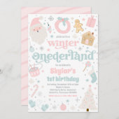Winter ONEderland Roze kerstfeest Kaart (Voorkant / Achterkant)
