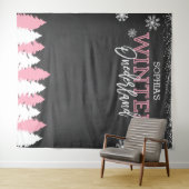 Winter Onederland Roze Krijtbord Achtergrond Wandkleed (In Situ (horizontaal))