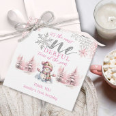 Winter ONEderland Roze Meisje Kerstmis 1e verjaard Bedankjes Labels