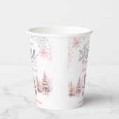 Winter ONEderland Roze Meisje Kerstmis 1e verjaard Papieren Bekers (Rechts)