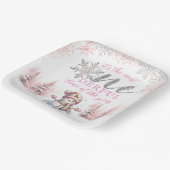 Winter ONEderland Roze Meisje Kerstmis 1e verjaard Papieren Bordje (Gebogen)