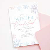 Winter Onederland Roze Paarse Glitter 1e Verjaarda Kaart