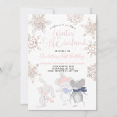 Winter ONEderland Roze Script 1e Verjaardag Kaart (Voorkant)