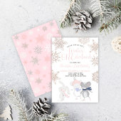 Winter ONEderland Roze Script 1e Verjaardag Kaart
