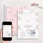 Winter ONEderland Roze Script 1e Verjaardag Kaart