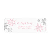 Winter Onederland Roze Silver sneeuwflake Label (Voorkant)