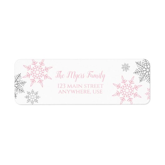 Winter Onederland Roze Silver sneeuwflake Label (Voorkant)