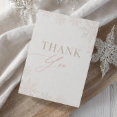 Winter Onederland Roze Sneeuwvlok 1e verjaardag Bedankkaart