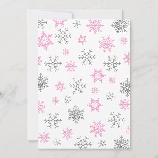 Winter ONederland | Roze Sneeuwvlok 1e Verjaardag Kaart (Achterkant)