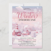 Winter Onederland Roze Sneeuwvlok 1e verjaardag Kaart (Voorkant)