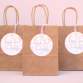 Winter ONEderland roze sneeuwvlok dank u verjaarda Ronde Sticker