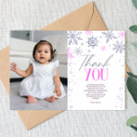 Winter ONEderland roze sneeuwvlok verjaardagsfeest Bedankkaart<br><div class="desc">Dit is een Winter ONEderland Pink Snowflake Verjaardagsfeestje Dank je kaart!</div>