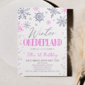 Winter ONEderland roze sneeuwvlok verjaardagsfeest Kaart