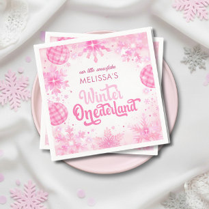 Winter Onederland Roze Sneeuwvlokken Verjaardag Me Servet