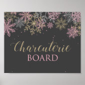 Winter Onederland Roze Snowflake Charcuterie Sign Poster (Voorkant)