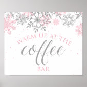 Winter Onederland Roze Snowflake Coffee Bar Poster (Voorkant)
