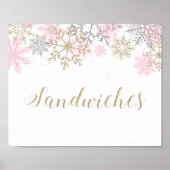 Winter Onederland Roze Snowflake Sandwich Sign. Poster (Voorkant)