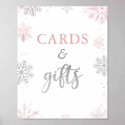 Winter Onederland Roze Verjaardagskaarten & Cadeau Poster (Voorkant)