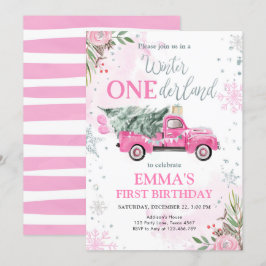 Winter Onederland roze vrachtwagenmeisje Eerste ve Kaart