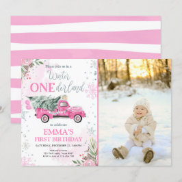 Winter Onederland roze vrachtwagenmeisje Eerste ve Kaart