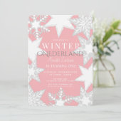 Winter Onederland Roze & Zilver 1e verjaardag Kaart (Staand voorkant)