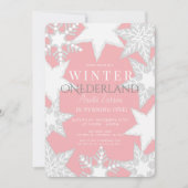 Winter Onederland Roze & Zilver 1e verjaardag Kaart (Voorkant)