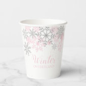Winter ONEderland roze zilver 1e verjaardag Papieren Bekers (Achterkant)