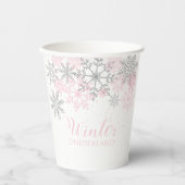 Winter ONEderland roze zilver 1e verjaardag Papieren Bekers (Voorkant)