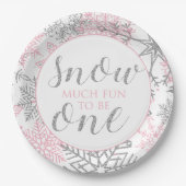 Winter Onederland roze zilver 1e verjaardag Papieren Bordje (Voorkant)