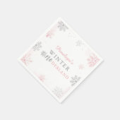 Winter Onederland Roze Zilver 1e verjaardag Servet (Hoek)